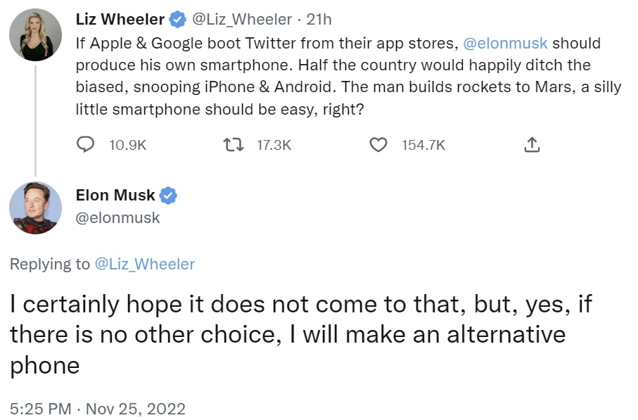 El Tesla Phone será una realidad si Apple y Google eliminan Twitter de sus tiendas de aplicaciones 0