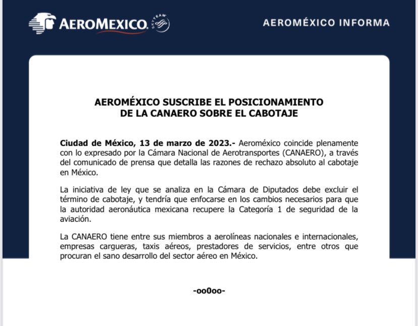 Nueva crisis aérea en México: Aeroméxico y Volaris rechazan la apertura unlitareal del cabotaje 0
