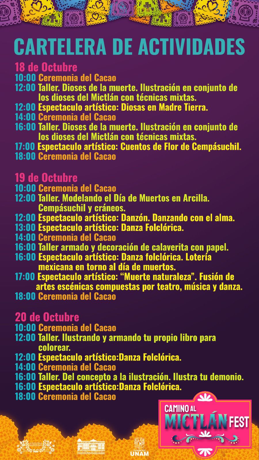 Camino al Mictlán FEST ofrece un recorrido cultural y gastronómico sobre el Día de Muertos en el Palacio de la Autonomía UNAM.