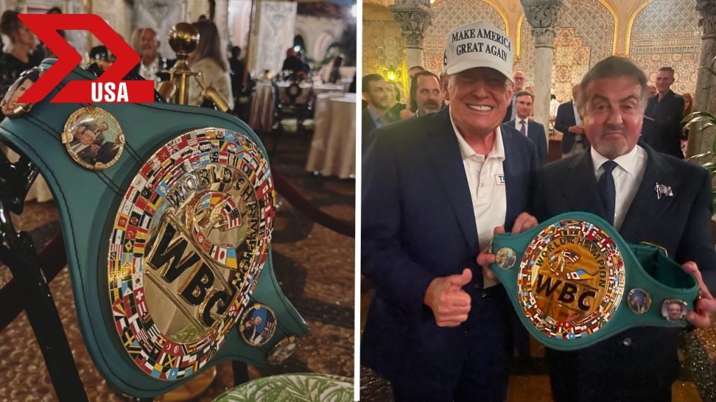 Sylvester Stallone entregó el cinturón del WBC a Donald Trump y lo comparó con Rocky Balboa y George Washington.