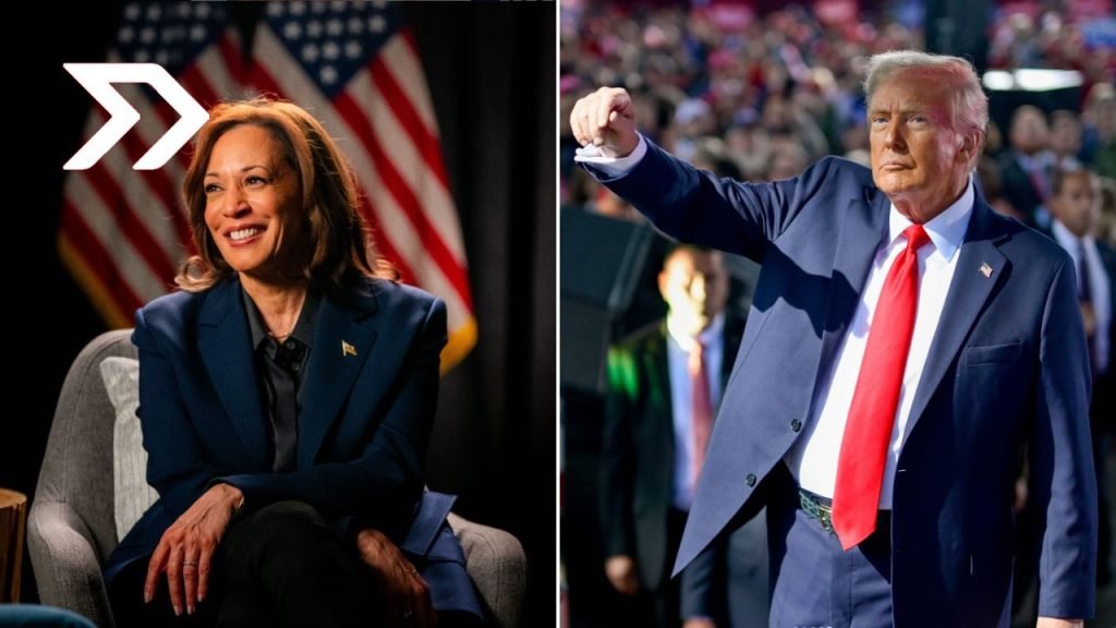 Las Elecciones de EU 2024, Donald Trump y Kamala Harris en una contienda reñida que podría terminar en empate en el Colegio Electoral.