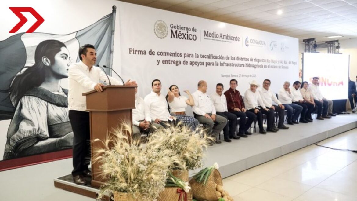 El Gobierno de México, en coordinación con Sonora y usuarios agrícolas, destina más de 7 mil MDP a la tecnificación del campo y así modernizar 21 mil 700 hectáreas.